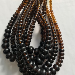 Smokey Quartz 5x3mm-14x10mm Graduated Rondelle Gemstone Bead-15.5 inch strand
