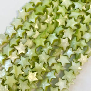 green shell 15x5mm faceted star mother of pearl beads 15.5"