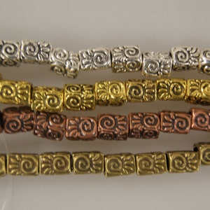 9x6x6mm rectangular Base metal 21 beads/7 inch strand