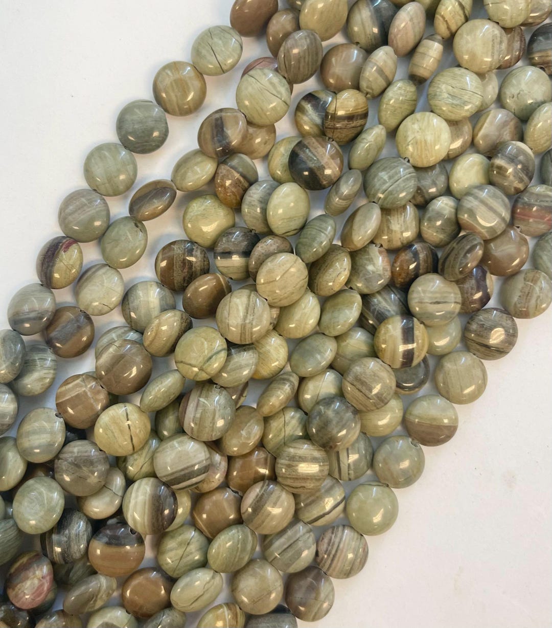 Natural Green Jasper 10x5mm Coin Gemstone Bead--15.5 Inch Strand - Etsy