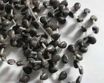 coffee jasper 9x6x4mm flat teardrop gemstone Bead -15 inch strand