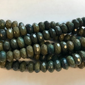 natural green jade 8x5mm faceted rondelle gemstone beads -15.5&quot;