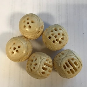 Carved Bone 28mm Round Gemstone Bead -- 1 piece/ 3 pieces