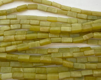 olive jade 10x4mm tube gemstone beads--15.5 inch strand
