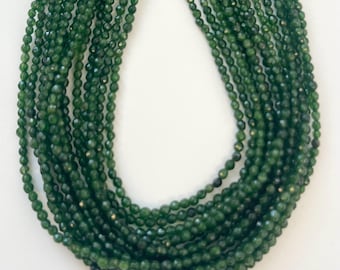 Canadian Jade 2mm Faceted Round Gemstone Beads~ -15.5 inch strand