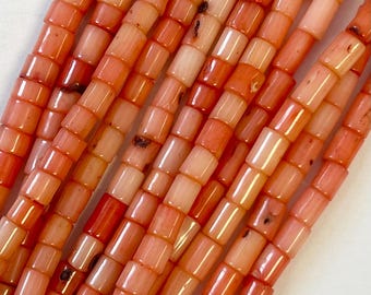 coral (5-7)x5mm barrel gemstone beads -15.5 inch strand—110225