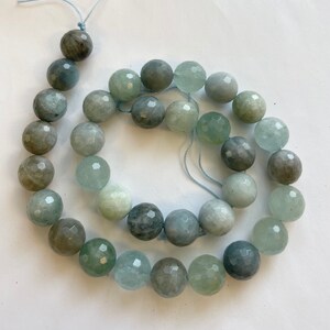 Natural Aquamarine 8mm faceted round Gemstone Beads-15.5 inch strand gemstone beads