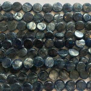 Natural Kyanite 8x3mm 9x3mm Coin Gemstone Bead--15.5 inch strand