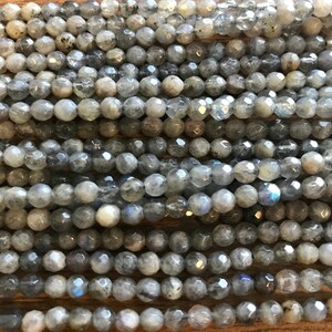 100% Natural Labradorite 4mm Faceted Round Gemstone Beads Grade AAA--15.5 inch strand