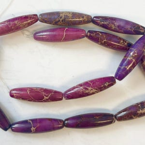 Purple Jasper 30x8mm Oval Gemstone Beads--15.5 inch strand
