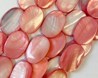 Shell 35x25x4mm Oval Shell Beads -15.5 inch strand