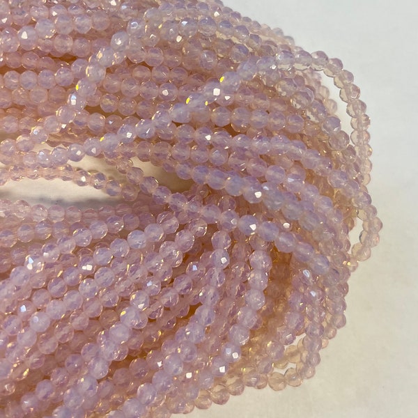 Pink Opalite 4mm Faceted Round Gemstone Beads~ -15.5  inch strand-