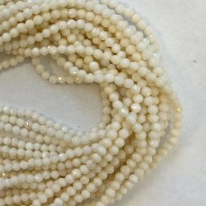 Natural White Coral 3mm Faceted Round Gemstone Beads - 15.5 inches strand