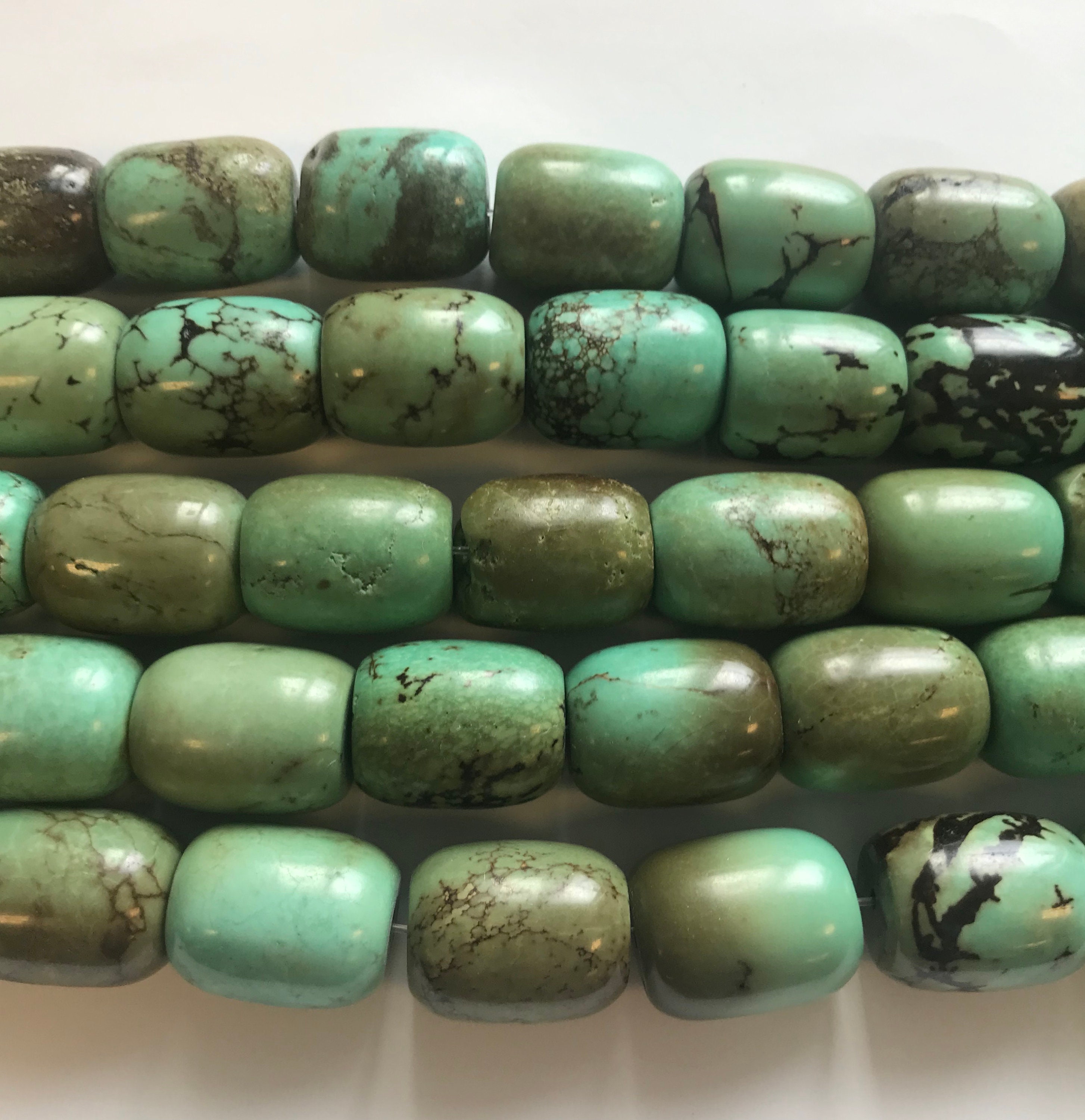 Pietre Preziose Di Qualità Rara Perline Turchese Grande Foro Di Forma - Foto 8