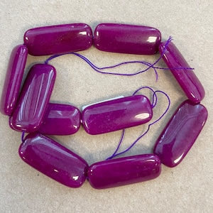 Fuchsia Jade 40x18x8mm Rectangle Gemstone Bead -15.5 inch strand