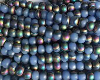 Sea glass 10x7mm rondelle sea glass beads--7&quot;--1  strand/3 strands