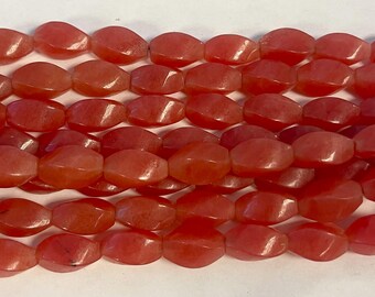 Jade 15x10mm Twist Shape Gemstone Beads  -- 15.5 inch strand