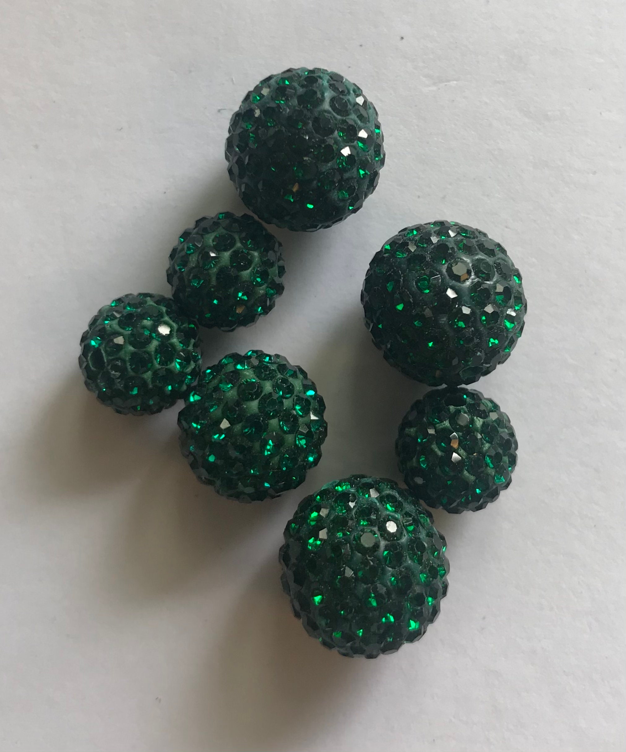 10mm green bling spacer crystal rhinestone pave ball beads--10 pcs