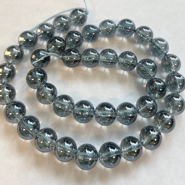 Aqua Quartz 6mm 8mm 10mm 12mm Round Gemstone Beads--15.5 inch strand