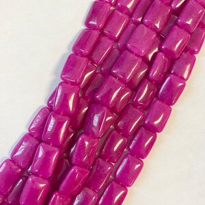 Violet Red Jade 18x13x6mm Rectangle Gemstone Beads~ -15.5 inch strand-