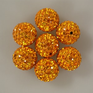 10pcs 14mm yellow bling spacer crystal rhinestone pave ball beads #28