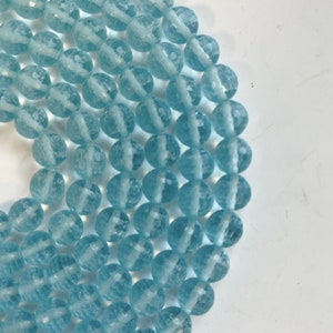 Aqua Quartz 6mm 8mm Faceted Round Gemstone beads--7 inch strand