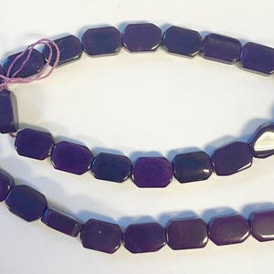 Purple Jade 14x10x6mm Flat Rectangle Gemstone Bead~ -15.5 inch strand