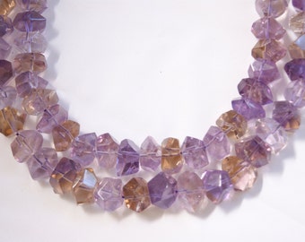 Natural Ametrine Faceted Irregular Shaped Gemstone Bead-14mm x 7mm~ -15.5 inch strand-