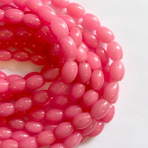 Pink Jade Oval Gemstone Bead-14x10mm~ -15.5 inch strand