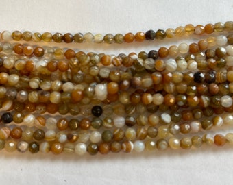 Natural Sardagate 4mm Faceted Round Gemstone Bead~ -15.5 inch strand
