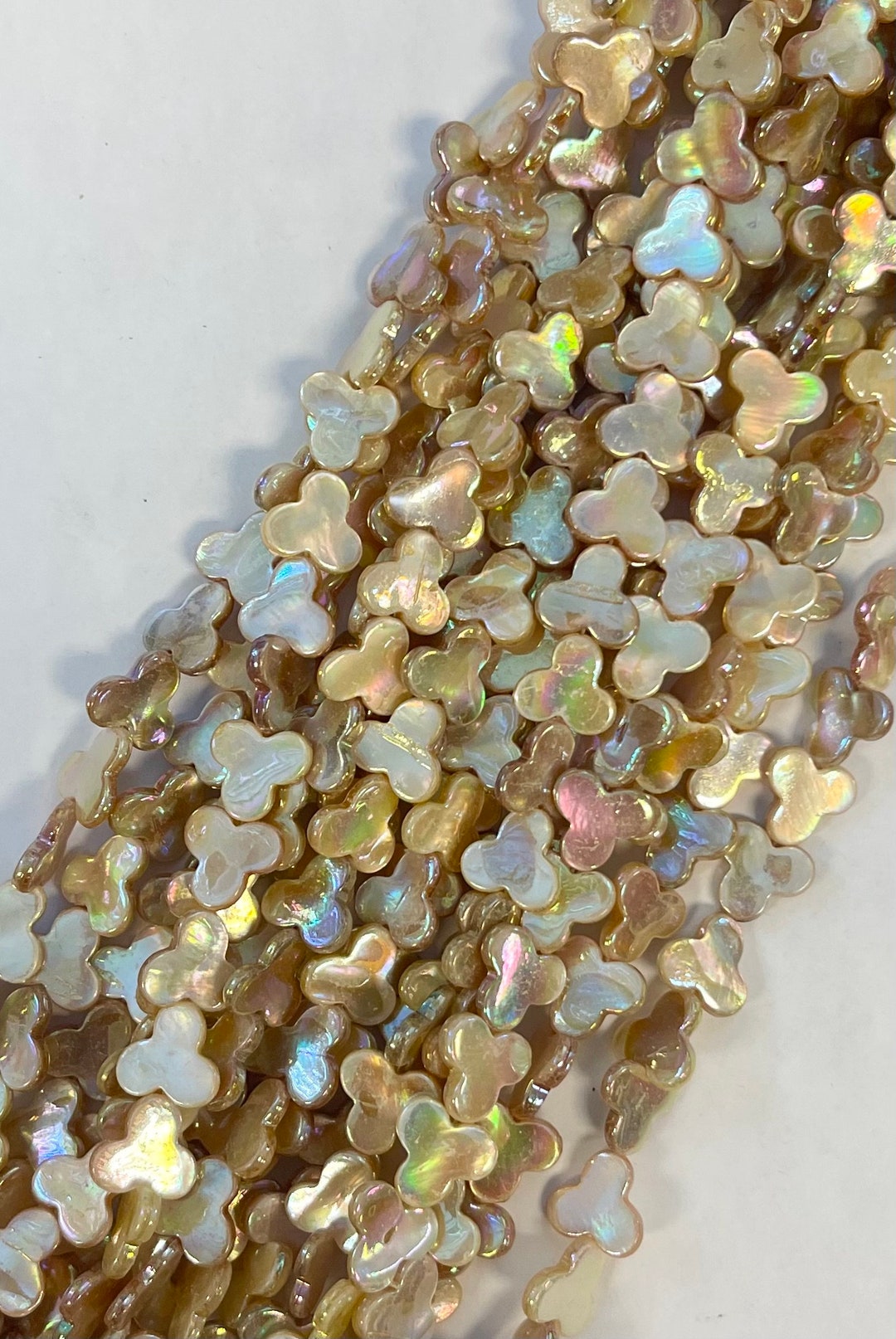Shell With Ab AB Shell 14x13x3mm Three Leaves Shell Beads -15.5 Inch Strand - Etsy