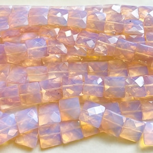 Pink Opalite 12x5mm 16x5mm Faceted Square Gemstone Bead -15.5 inch strand-