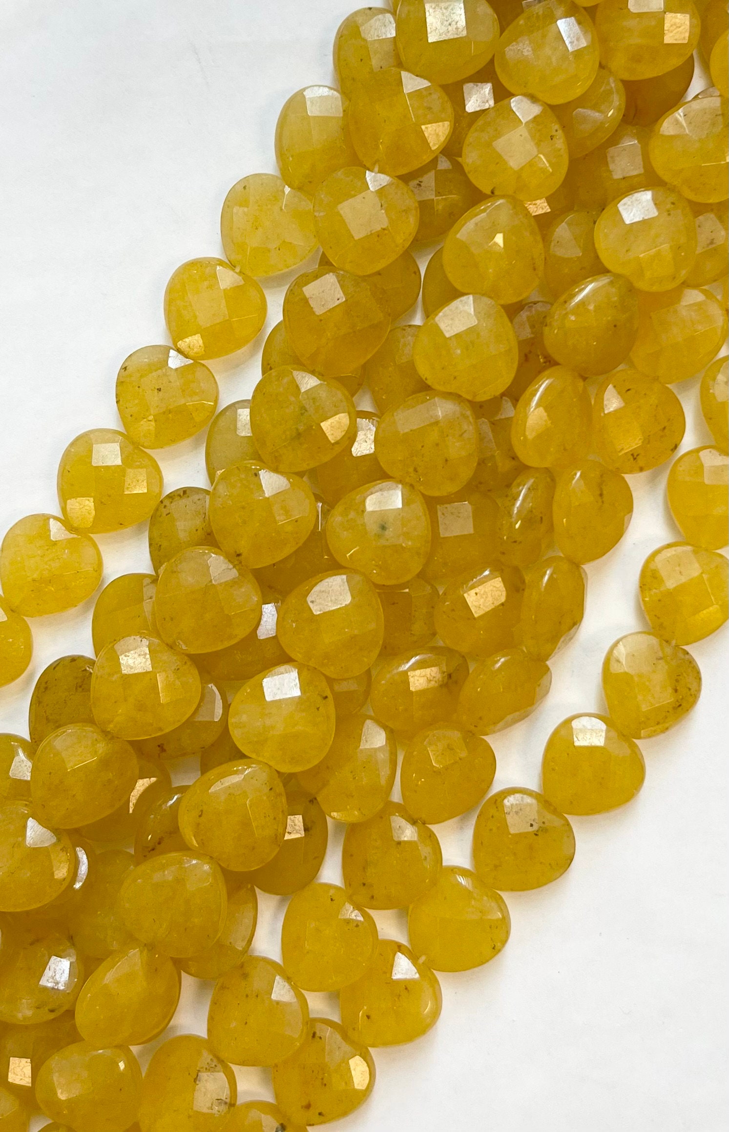 ハニージェイド 16x16x7mm ファセットハートジェムストーンビーズ