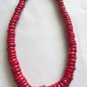 Red Corral 10x4-18x4mm Graduated Heshi Gemstone Bead--15.5 inch strand