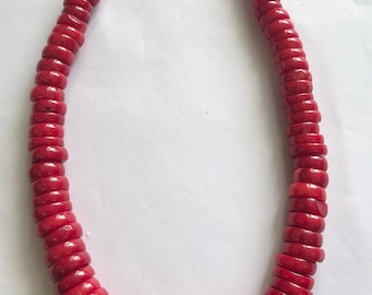 Red Corral 10x4-18x4mm Graduated Heshi Gemstone Bead--15.5 inch strand