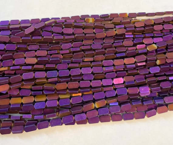 Pietra Preziosa Ematite Naturale Perline Barra Rettangolare Argento - Foto 3