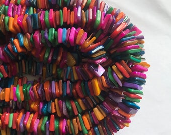 Multi Color (7-8)x2mm Flat Square Shell Bead -15.5 inch--1 strand/3 strands/10 strands