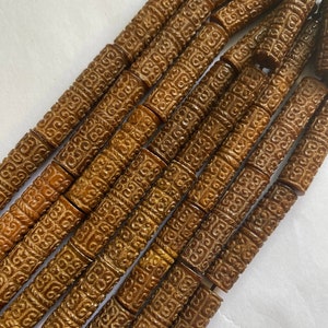 carved old jade 45x12mm cylinder gemstone beads--7.5&#39;&#39;