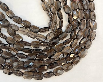 Natural Smoky Quartz 14x10x6mm Faceted Rectangle Gemstone Beads----15.5''