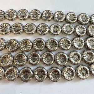 Silver Plated Copper 12x4mm Falt Coin Copper beads/7 inch strand