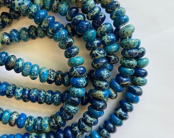 Blue Jasper 8x5mm 10x6mm Rondelle  Gemstone Beads -15 inch strand