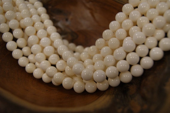 Milk White 6mm 8mm 10mm Round Cow Bone Beads -15.5 inch strand