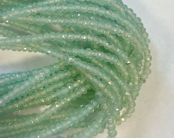 Blue Chalcedony 4x2mm 5x3mm Faceted Rondelle Gemstone Bead--15.5 inch strand