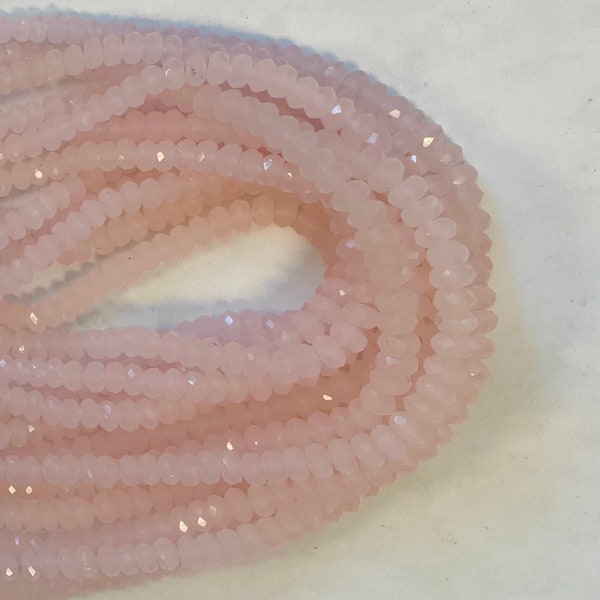 Pink Chalcedony 5x3mm Rondelle Gemstone Bead--15.5 inch strand-