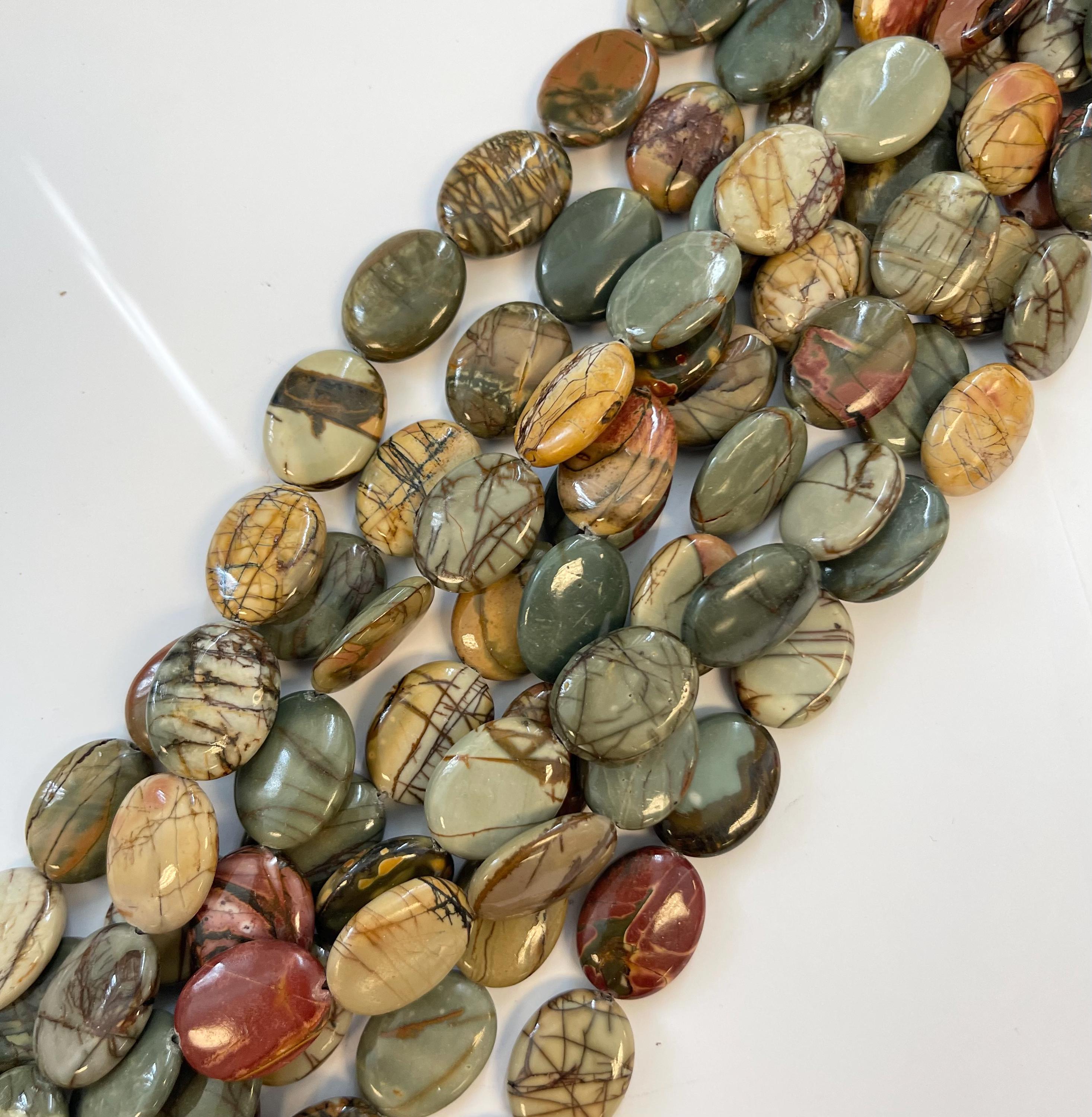 Pendentif Goutte/poire En Jaspe Polychrome - Pierre Naturelle - Fabriqué En France