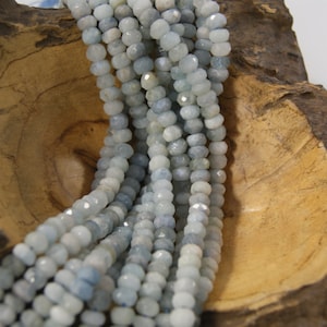 Aquamarine Beads Natural Faceted Rondelle-7x4mm -- 15.5 inch strand