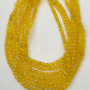 Yellow Chalcedony 3mm Faceted Round Gemstone Beads - 15 inches strand