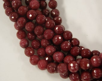 Ruby Jade 6mm 8mm 10mm 12mm Faceted Round Gemstone Bead -- 15.5 inch strand