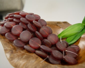 1 strand/3 strands/10 strands 20x6mm Red Coin matte sea glass Beads frosted glass beads-8 inches strand