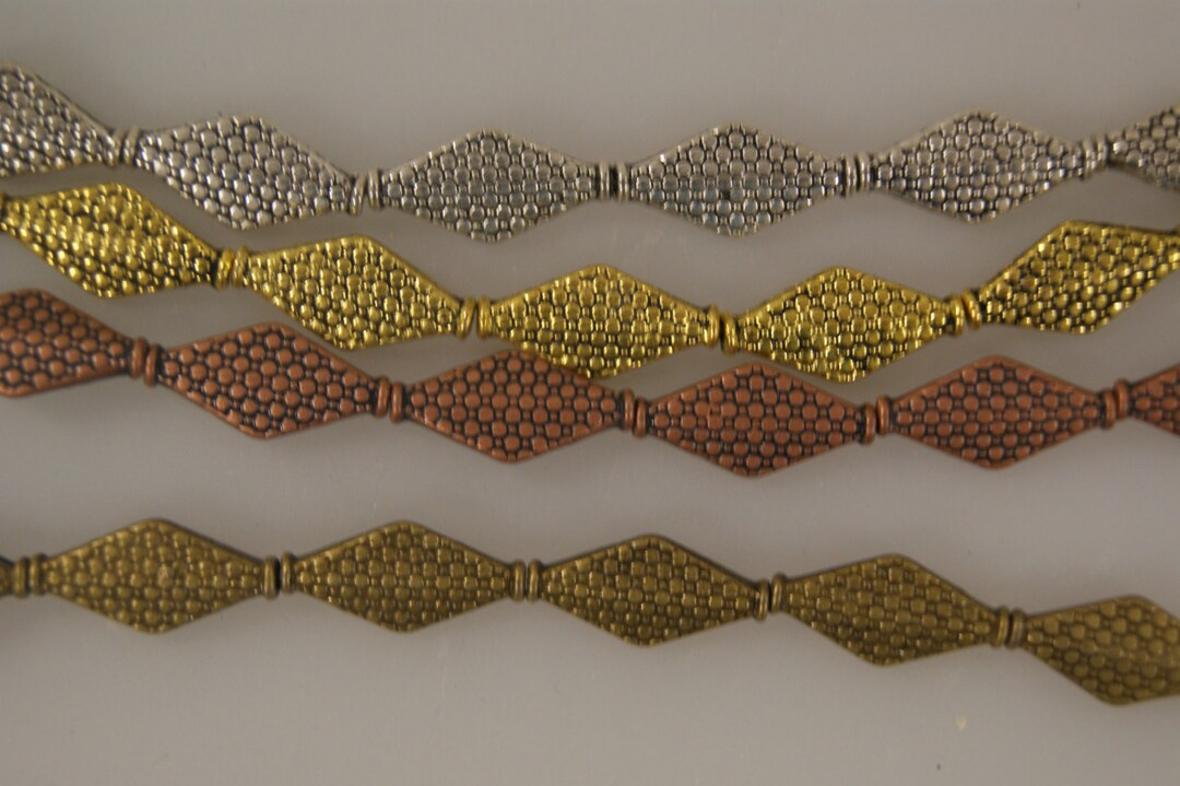 19x9x3mm Diamond-shaped Base Metal 10 Beads/7 Inch Strand - Etsy